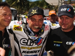 O piloto de moto frances David Casteu da equipe Casteau ELF Sherco, conquista o quarto lugar na categoria motos na 18a edicao do Rally Internacional dos Sertoes 2010. Com este titulo, Casteau tambem conquista o titulo de primeiro lugar no Campeonato Mundial de Rally Cross Country da FIM (Federacao Internacional de Motociclismo) na categoria motos ate 450 cilindradas. O evento teve inicio na cidade de Goiania (GO) no dia 11/08 e terminou no dia 20/08, na cidade de Fortaleza (CE). Sobral/CE, Brasil - 20/08/2010. Foto: Theo Ribeiro / Fotoarena